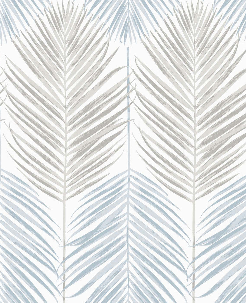 Two Toned Palm Blue Mist & Daydream Grey by Seabrook Wallpaper NextWall Peel & Stick United States 30.75 25.2" 20.5" - Fabric Carolina -