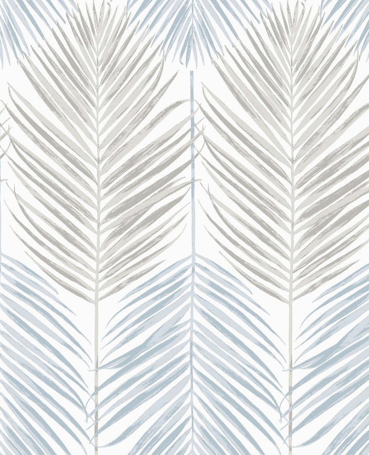 Two Toned Palm Blue Mist & Daydream Grey by Seabrook Wallpaper NextWall Peel & Stick United States 30.75 25.2" 20.5" - Fabric Carolina -