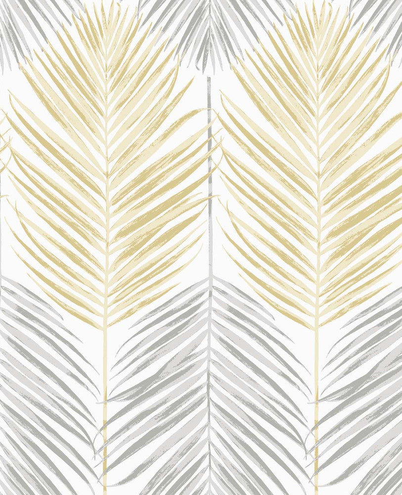 Two Toned Palm Wheat & Daydream Grey by Seabrook Wallpaper NextWall Peel & Stick United States 30.75 25.2" 20.5" - Fabric Carolina -