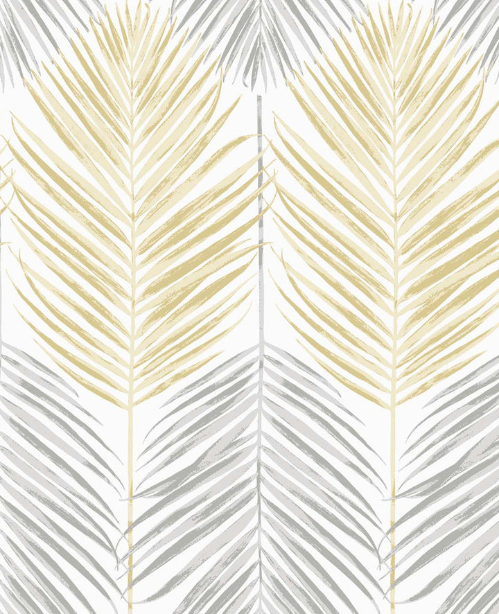 Two Toned Palm Wheat & Daydream Grey by Seabrook Wallpaper NextWall Peel & Stick United States 30.75 25.2" 20.5" - Fabric Carolina -