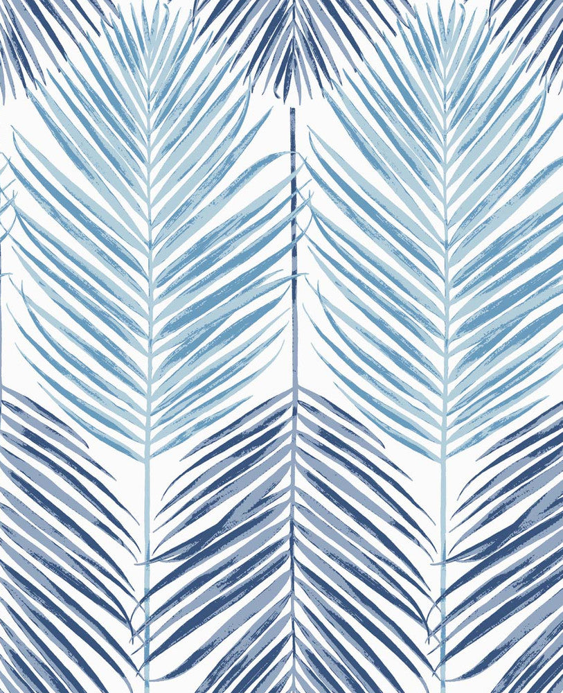 Two Toned Palm Blue Lagoon by Seabrook Wallpaper NextWall Peel & Stick United States 30.75 25.2" 20.5" - Fabric Carolina -