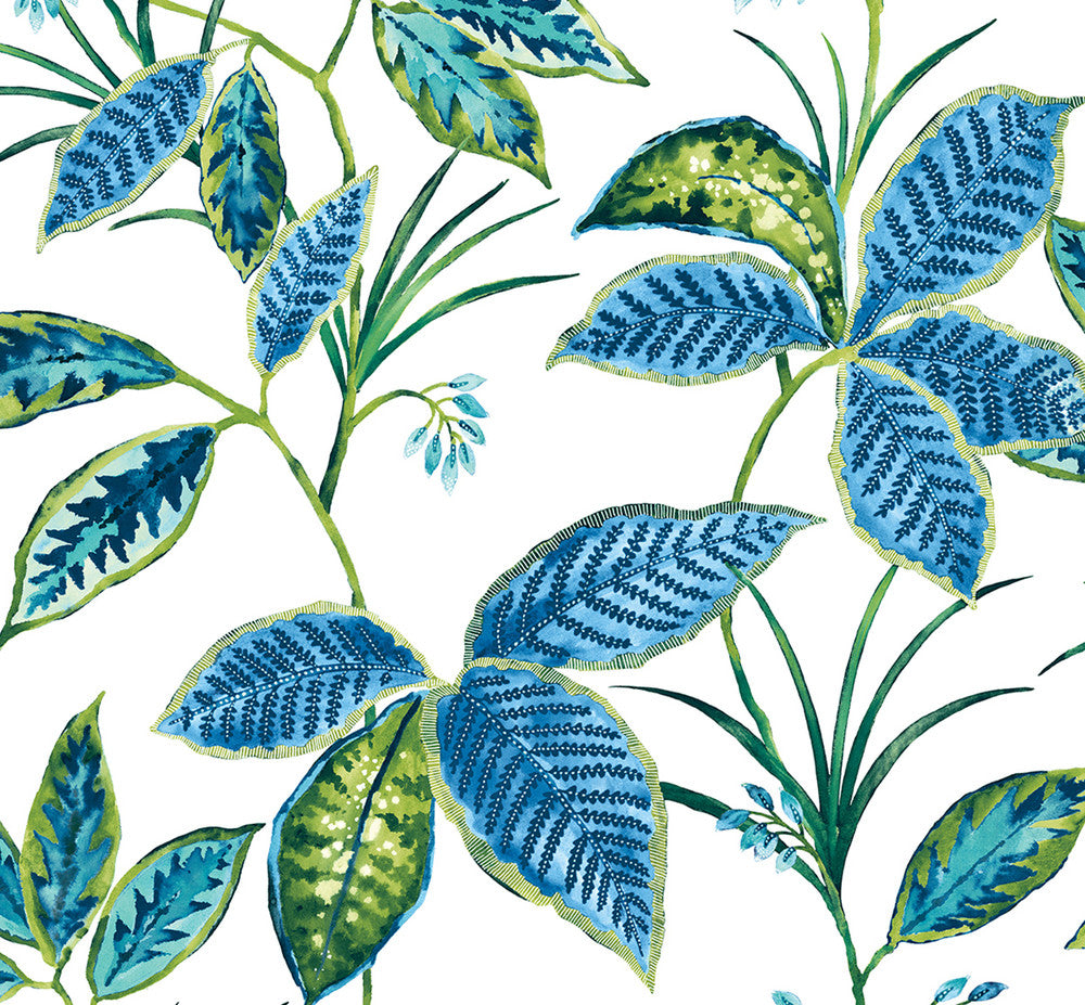 Boho Leaf Trail Lagoon by Seabrook Wallpaper NextWall Peel & Stick United States 30.75 19.13" 20.5" - Fabric Carolina -