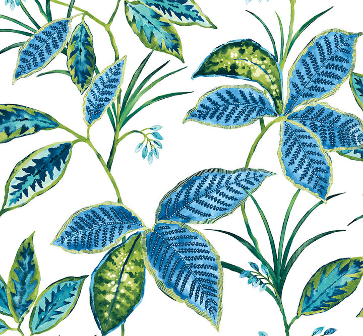 Boho Leaf Trail Lagoon by Seabrook Wallpaper NextWall Peel & Stick United States 30.75 19.13" 20.5" - Fabric Carolina -