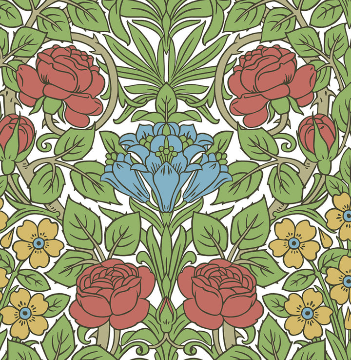 Vintage Rose Pale Carmine & Blue Lake by Seabrook Wallpaper NextWall Peel & Stick United States 30.75 21.01" 20.5" - Fabric Carolina -