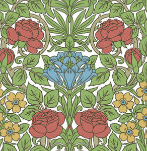 Vintage Rose Pale Carmine & Blue Lake by Seabrook Wallpaper