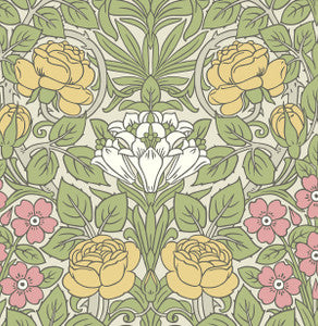 Vintage Rose Honey Bee & Posy Pink by Seabrook Wallpaper