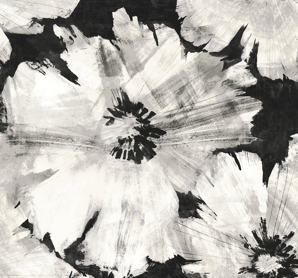Graphic Floral Ebony & Champagne by Seabrook Wallpaper NextWall Peel & Stick United States 40.5 25.2" 27" - Fabric Carolina -