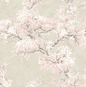 Cherry Blossom Grove Parchment & Rose by Seabrook Wallpaper