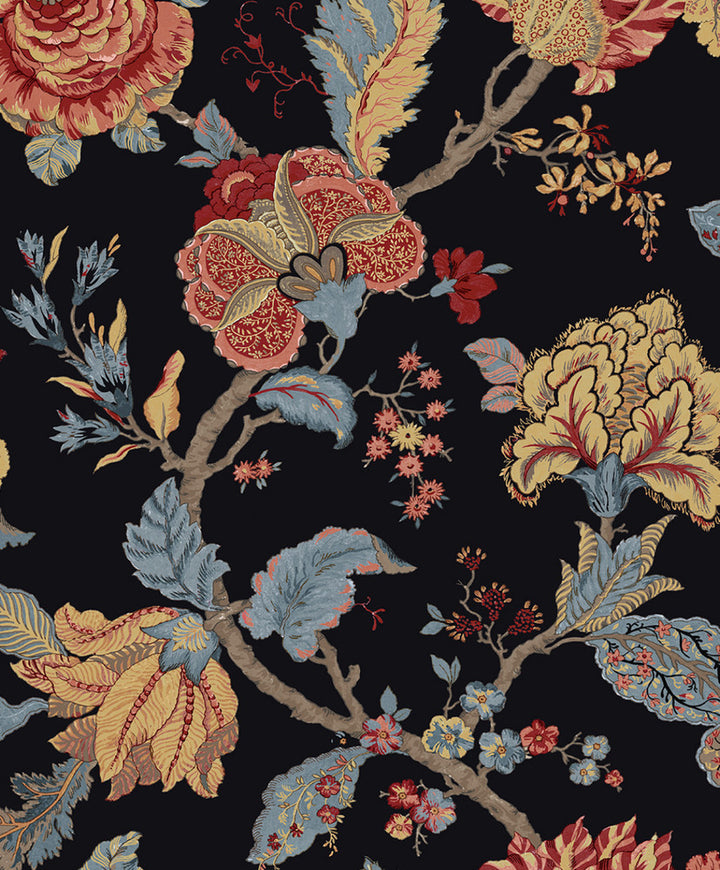 Kianna Jacobean Ebony by Seabrook Wallpaper NextWall Peel & Stick United States 30.75 25.2" 20.5" - Fabric Carolina -