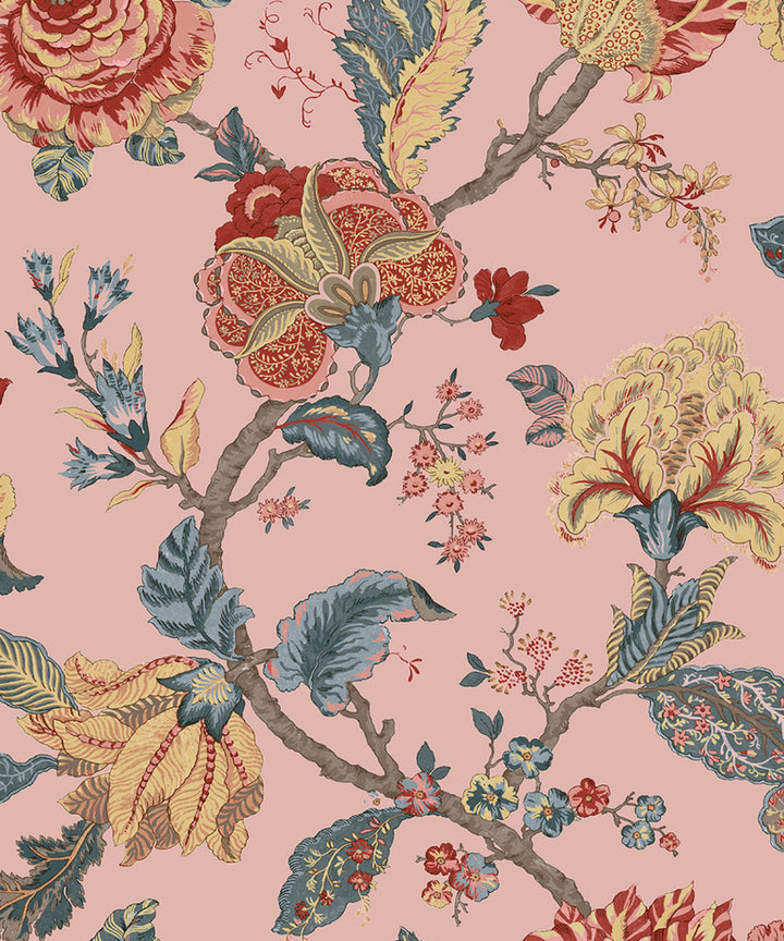 Kianna Jacobean Blush by Seabrook Wallpaper NextWall Peel & Stick United States 30.75 25.2" 20.5" - Fabric Carolina -