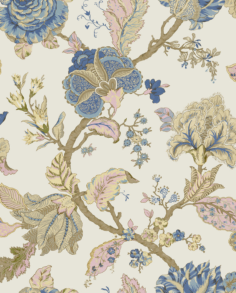 Kianna Jacobean Parchment by Seabrook Wallpaper NextWall Peel & Stick United States 30.75 25.2" 20.5" - Fabric Carolina -
