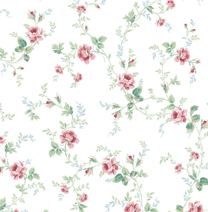 Blossom Floral Trail Blush & Spearmint by Seabrook Wallpaper NextWall Peel & Stick United States 30.75 20.87" 20.5" - Fabric Carolina -