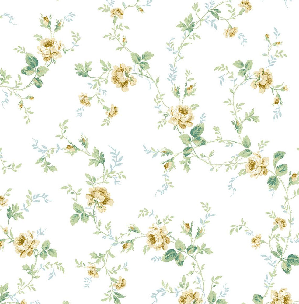 Blossom Floral Trail Wheatfield & Sage by Seabrook Wallpaper NextWall Peel & Stick United States 30.75 20.87" 20.5" - Fabric Carolina -