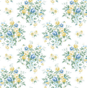 Floral Bunches Blue Stream & Buttercup by Seabrook Wallpaper