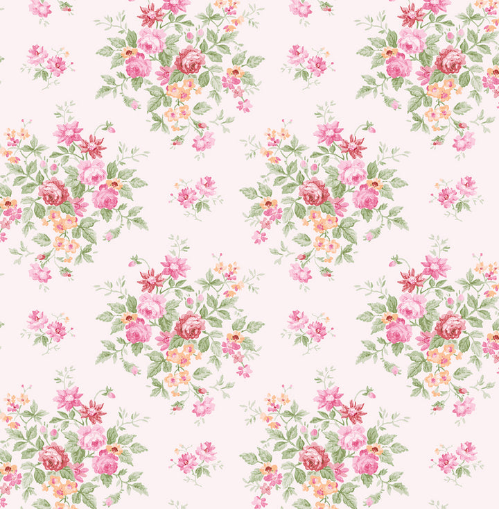 Floral Bunches Posy Pink by Seabrook Wallpaper NextWall Peel & Stick United States 30.75 10.43" 20.5" - Fabric Carolina -