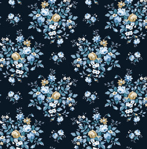 Floral Bunches Midnight Blue & Toffee by Seabrook Wallpaper