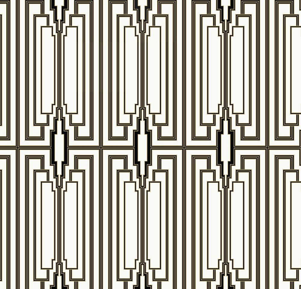 Manhattan Deco Ebony & Gold by Seabrook Wallpaper NextWall Peel & Stick United States 40.5 12.6" 27" - Fabric Carolina -