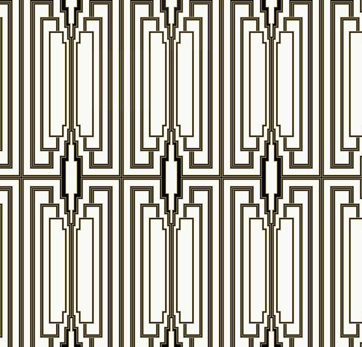 Manhattan Deco Ebony & Gold by Seabrook Wallpaper NextWall Peel & Stick United States 40.5 12.6" 27" - Fabric Carolina -