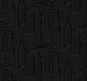 City Skyline Cosmic Black by Seabrook Wallpaper