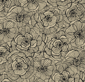 Ellie Graphic Floral Gold Shimmer & Ebony by Seabrook Wallpaper