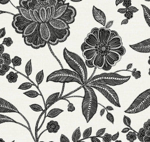 Julian Jacobean Floral Ebony & Ivory by Seabrook Wallpaper