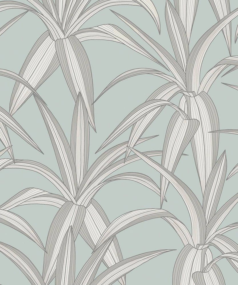 Tossed Cradle Plant Blue Mist by Seabrook Wallpaper NextWall Peel & Stick Netherlands 31.35 25.2" 20.9" - Fabric Carolina -