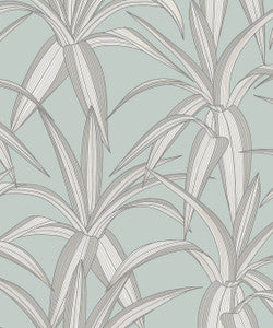 Tossed Cradle Plant Blue Mist by Seabrook Wallpaper