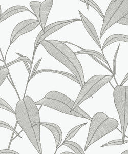 Pinstripe Leaf Trail Greystone by Seabrook Wallpaper