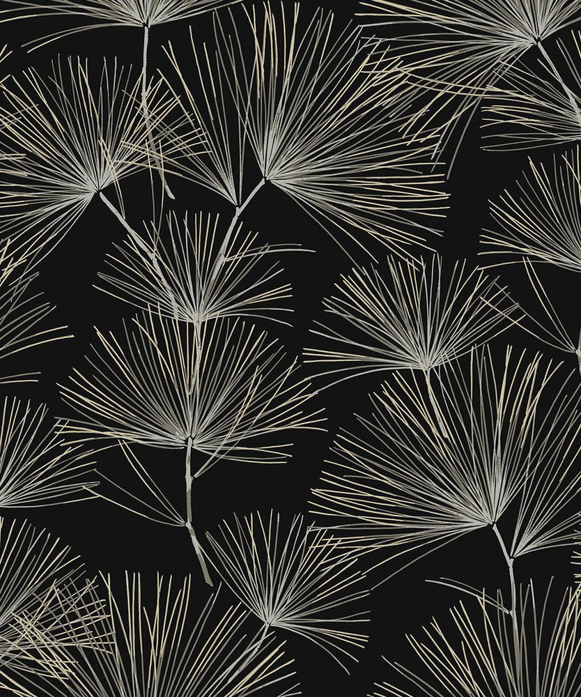 Pine Needles Ebony & Pavestone by Seabrook Wallpaper NextWall Peel & Stick Netherlands 31.35 25.2" 20.9" - Fabric Carolina -
