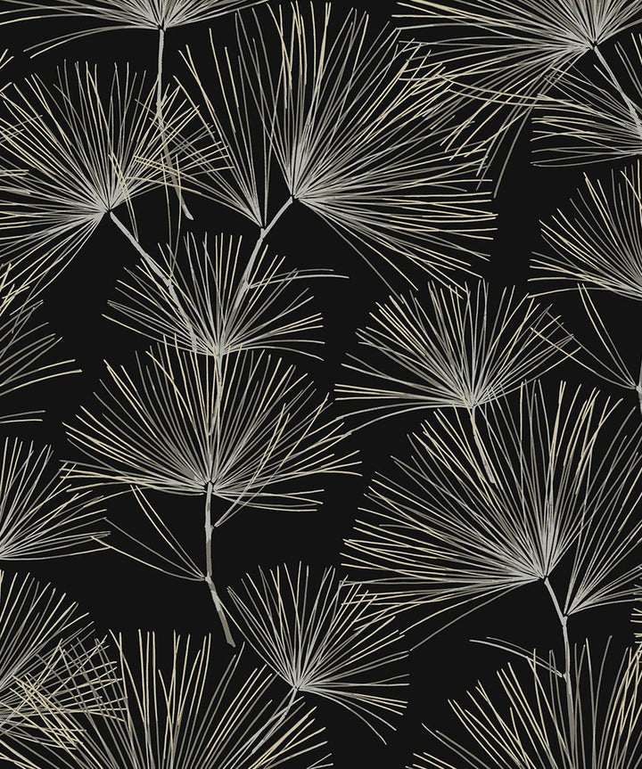 Pine Needles Ebony & Pavestone by Seabrook Wallpaper NextWall Peel & Stick Netherlands 31.35 25.2" 20.9" - Fabric Carolina -