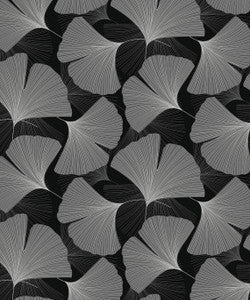 Tossed Ginkgo Leaf Ebony & Greystone by Seabrook Wallpaper
