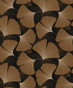 Tossed Ginkgo Leaf Ebony & Metallic Copper by Seabrook Wallpaper