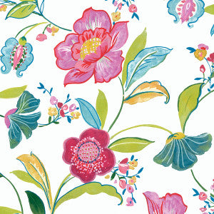 Painterly Floral Magenta & Off-White by Seabrook Wallpaper