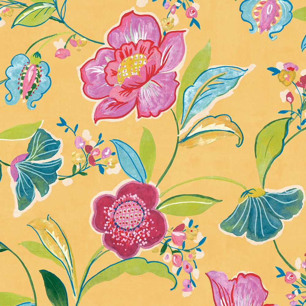 Painterly Floral Cantaloupe by Seabrook Wallpaper NextWall Peel & Stick United States 30.75 37.8" 20.5" - Fabric Carolina -