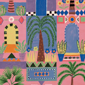 Tropical Facade Pink by Seabrook Wallpaper