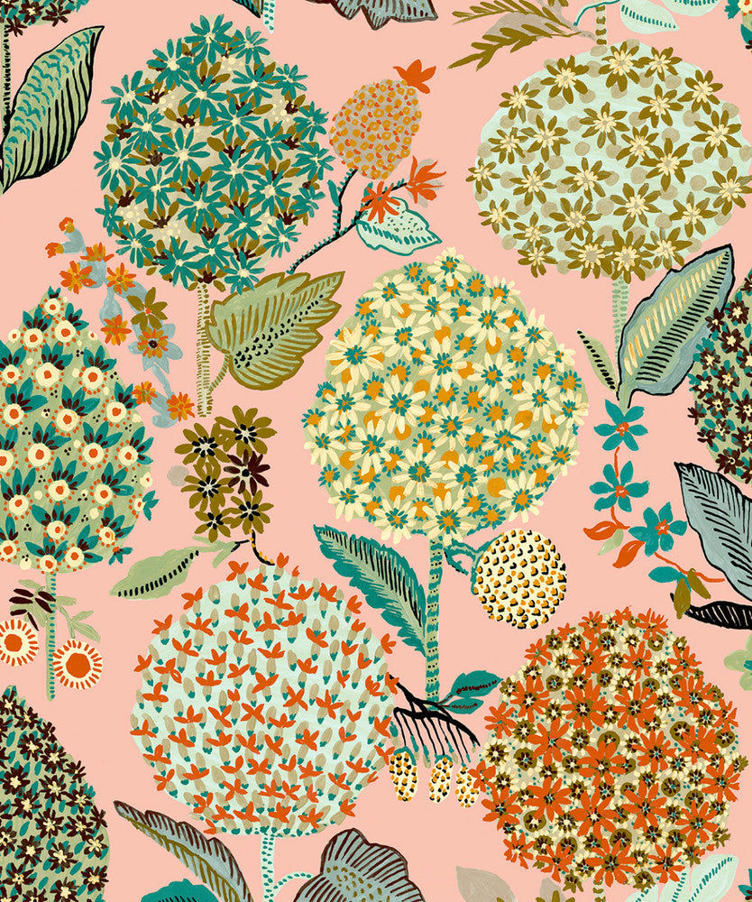 Blooming Bulbs Posy Pink by Seabrook Wallpaper NextWall Peel & Stick United States 30.75 24.4" 20.5" - Fabric Carolina -