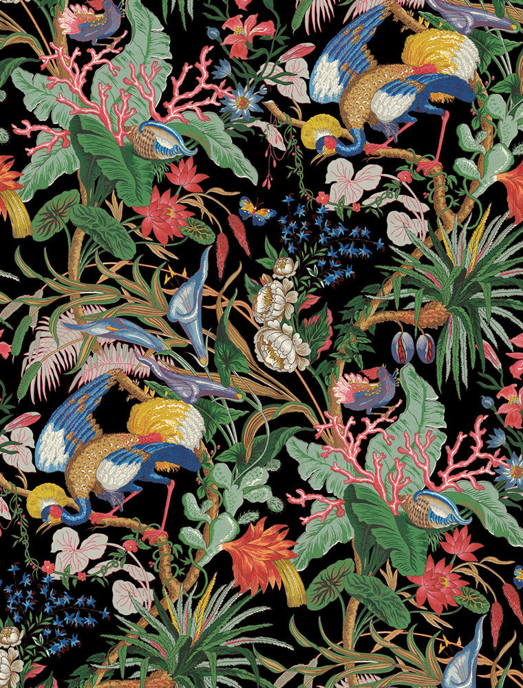 Tropical Canopy Ebony by Seabrook Wallpaper NextWall Peel & Stick United States 30.75 27.5" 20.5" - Fabric Carolina -