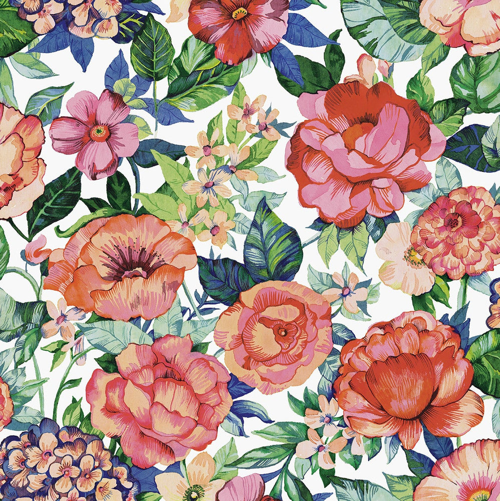 Watercolor Floral Garden Spring Blossom by Seabrook Wallpaper NextWall Peel & Stick United States 30.75 20.87" 20.5" - Fabric Carolina -