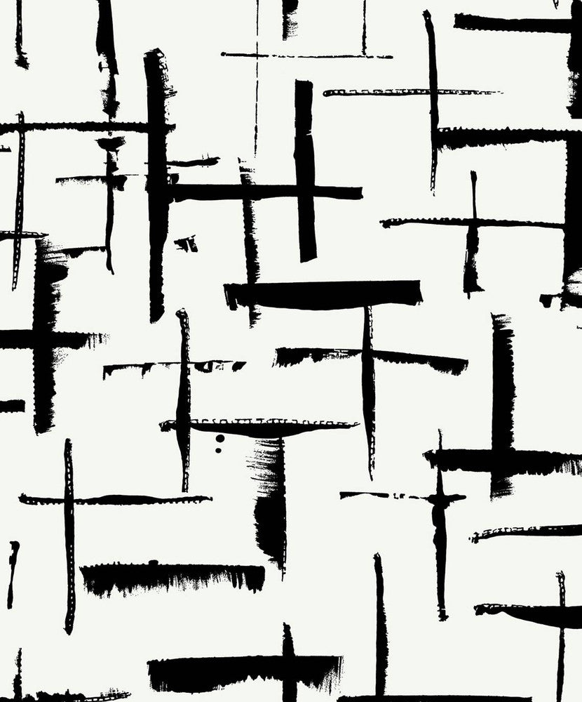 Crosshatch Abstract Ebony & Eggshell by Seabrook Wallpaper NextWall Peel & Stick Netherlands 31.35 25.2" 20.9" - Fabric Carolina -