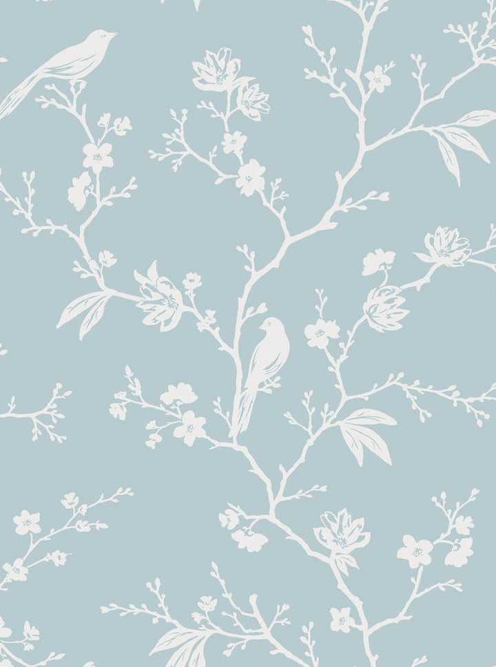 Songbird Chinoiserie Blue Skies by Seabrook Wallpaper NextWall Peel & Stick United States 40.5 36" 27" - Fabric Carolina -