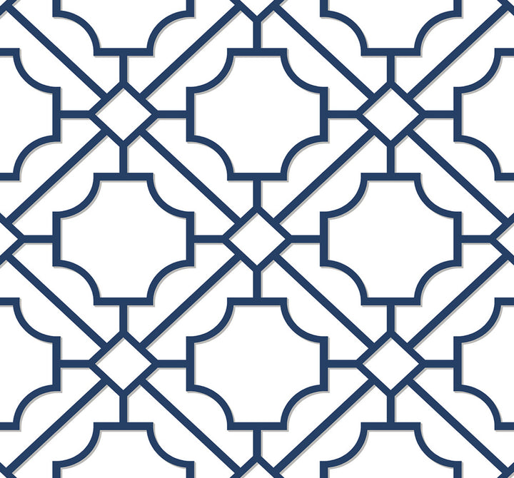 Lattice Geo Navy Blue by Seabrook Wallpaper NextWall Peel & Stick United States 40.5 12.6" 27" - Fabric Carolina -