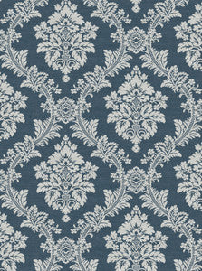 Seaside Damask Denim Blue by Seabrook Wallpaper