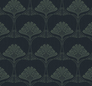 Deco Floral Midnight Blue & Juniper by Seabrook Wallpaper