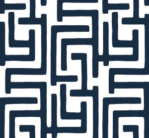 Graphic Maze Dark Blue by Seabrook Wallpaper