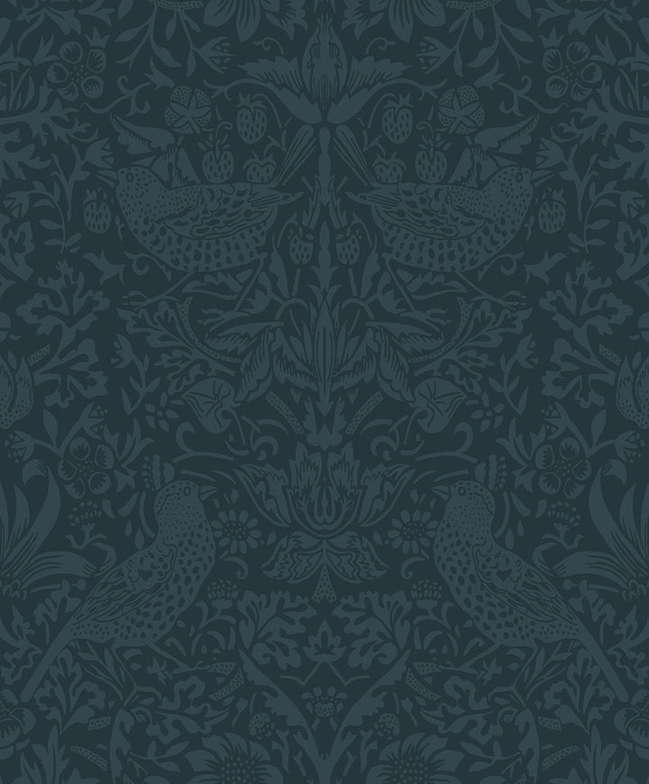 Tonal Bird Garden Slate Blue by Seabrook Wallpaper NextWall Peel & Stick Netherlands 31.35 25.2" 20.9" - Fabric Carolina -