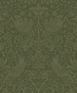 Tonal Bird Garden Moss Green by Seabrook Wallpaper