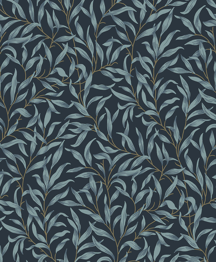 Willow Trail Aegean Blue by Seabrook Wallpaper NextWall Peel & Stick Netherlands 31.35 25.2" 20.9" - Fabric Carolina -