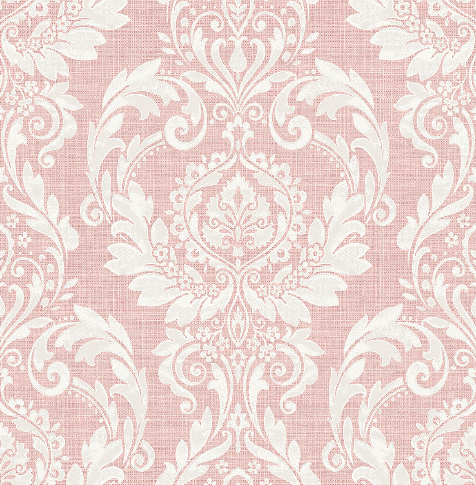 Cora Damask Light Pink by Seabrook Wallpaper NextWall Peel & Stick United States 30.75 20.87" 20.5" - Fabric Carolina -