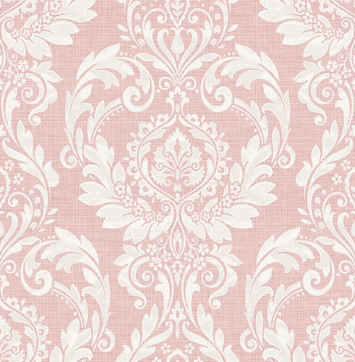 Cora Damask Light Pink by Seabrook Wallpaper NextWall Peel & Stick United States 30.75 20.87" 20.5" - Fabric Carolina -