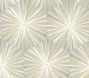 Hex Starburst Grey & Metallic Gold by Seabrook Wallpaper